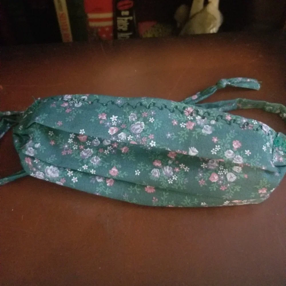 Adult Face Masks - Floral on Green - Filter Pocket - Roomy - Breathable